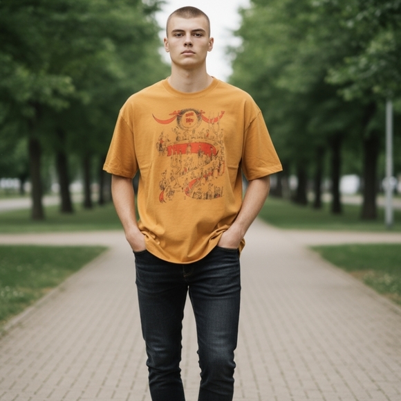 Other - NEW- Graphic Print Men's Shirt - Orange